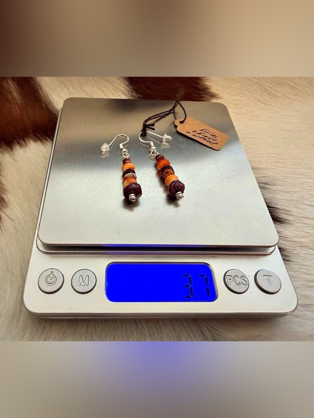 ❤️ Native American Sherry Duncan Sterling Orange & Purple Spiny Oyster Earrings - Picture 7 of 8
